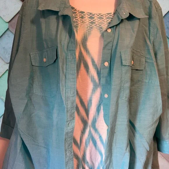 Chico's Blue & White with Tie 3Q Sleeve size 3 - Picture 3 of 4